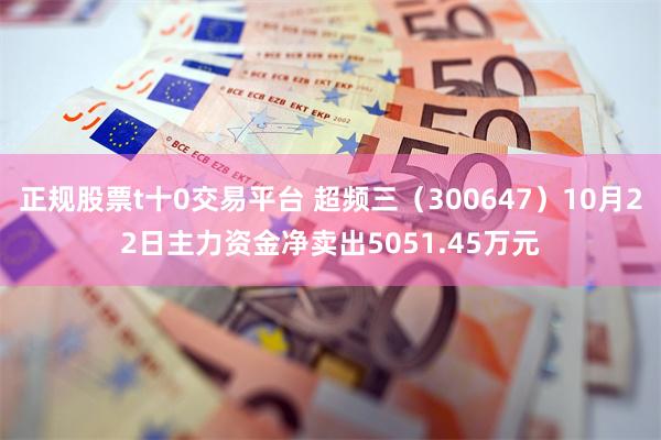 正规股票t十0交易平台 超频三（300647）10月22日主力资金净卖出5051.45万元